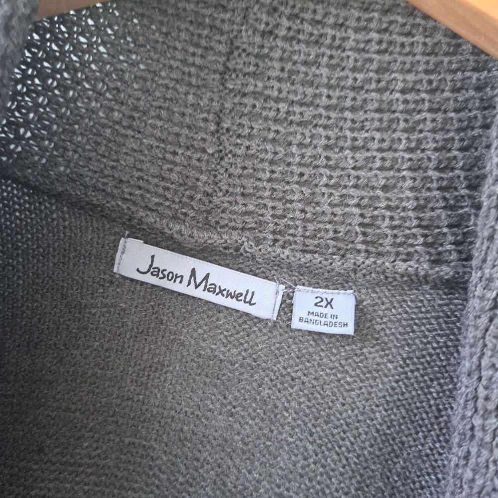 NEW Jason Maxwell PLUS SIZE 2X Open Cardigan Charcoal Knit Sweater Gray Womens - Picture 3 of 10